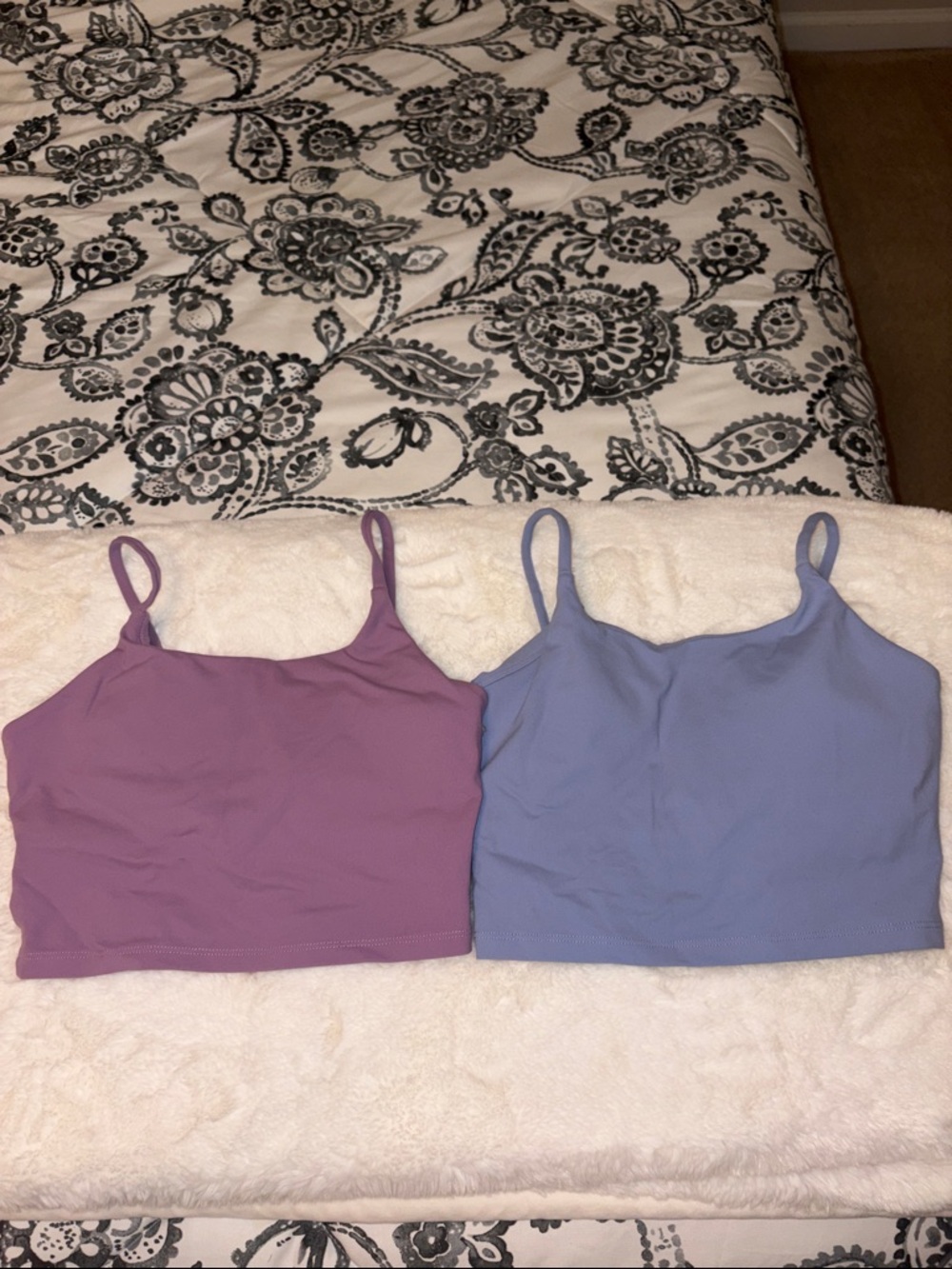 Pink Lily Spaghetti Strap Cropped Tanks - Mauve & Lavender w/removable pads